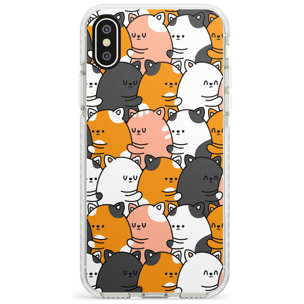 Spooning Cats Kawaii Pattern Impact Phone Case for iPhone X XS Max XR