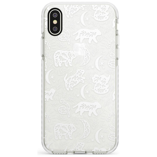 Forest Animal Silhouettes: White/Clear Phone Case iPhone X / iPhone XS / Impact Case,iPhone XR / Impact Case,iPhone XS MAX / Impact Case Blanc Space
