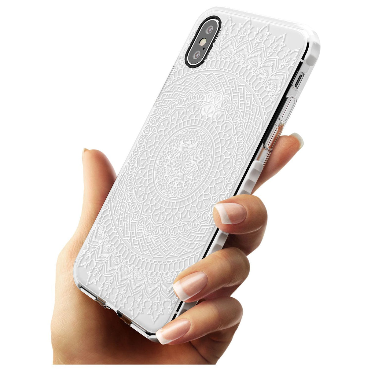 Large White Mandala Transparent Design Slim TPU Phone Case Warehouse X XS Max XR