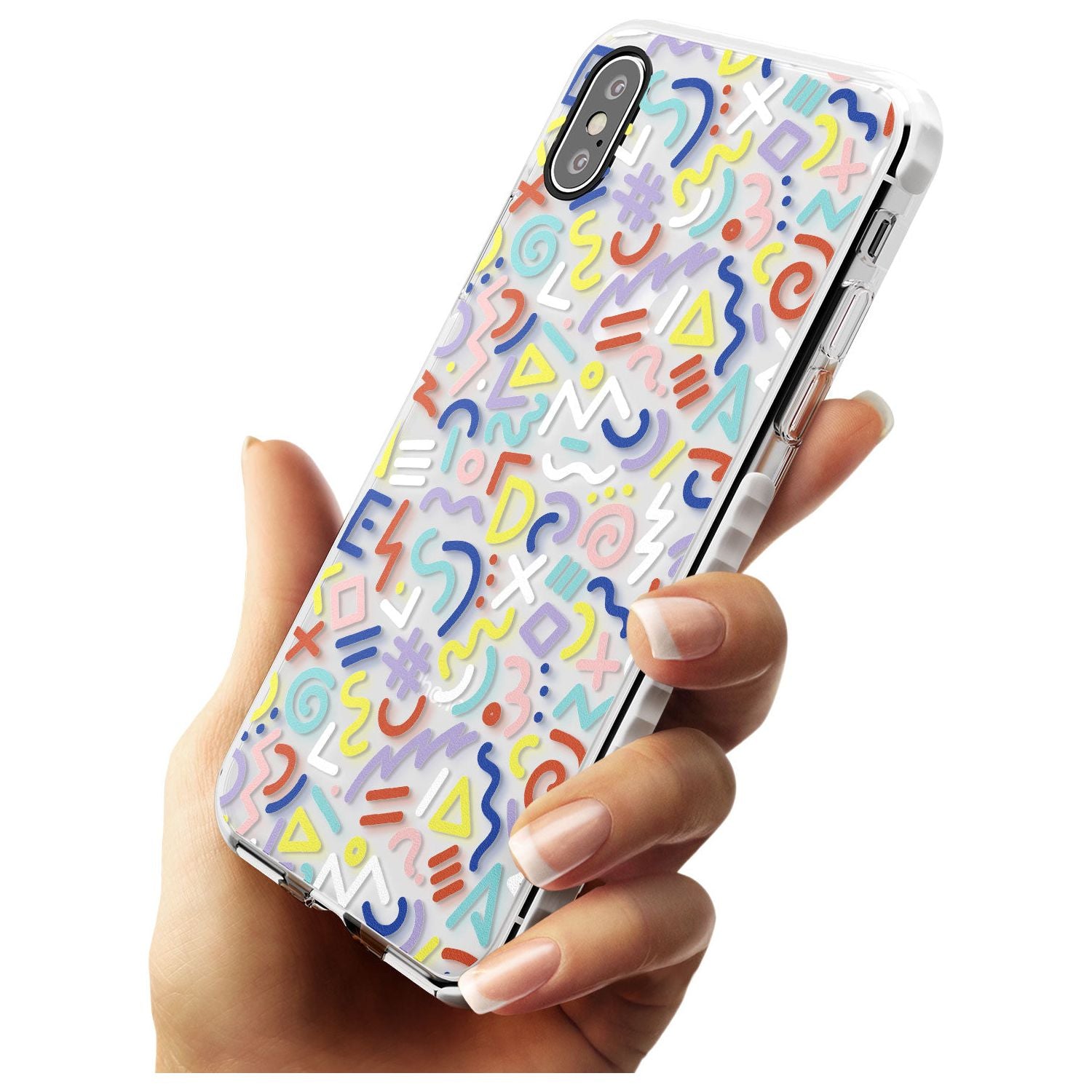 Colourful Mixed Shapes Retro Pattern Design Impact Phone Case for iPhone X XS Max XR