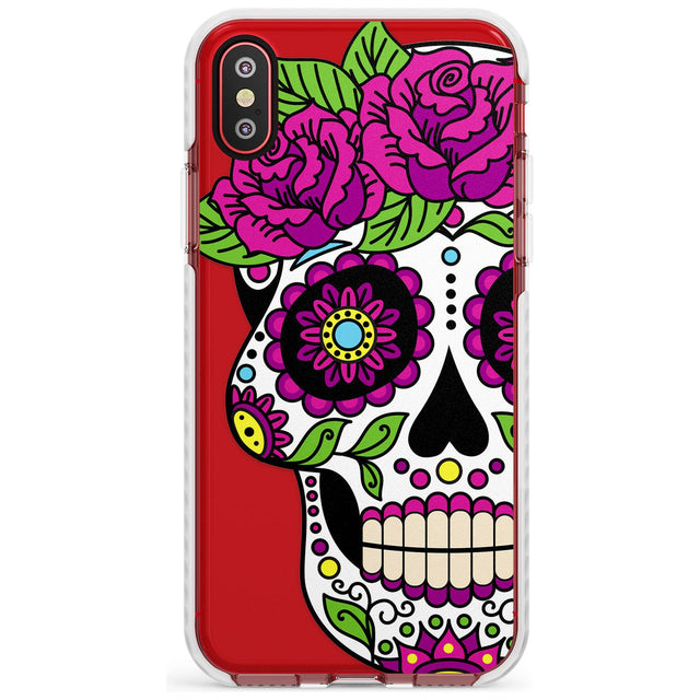 Purple Floral Sugar Skull Impact Phone Case for iPhone X XS Max XR