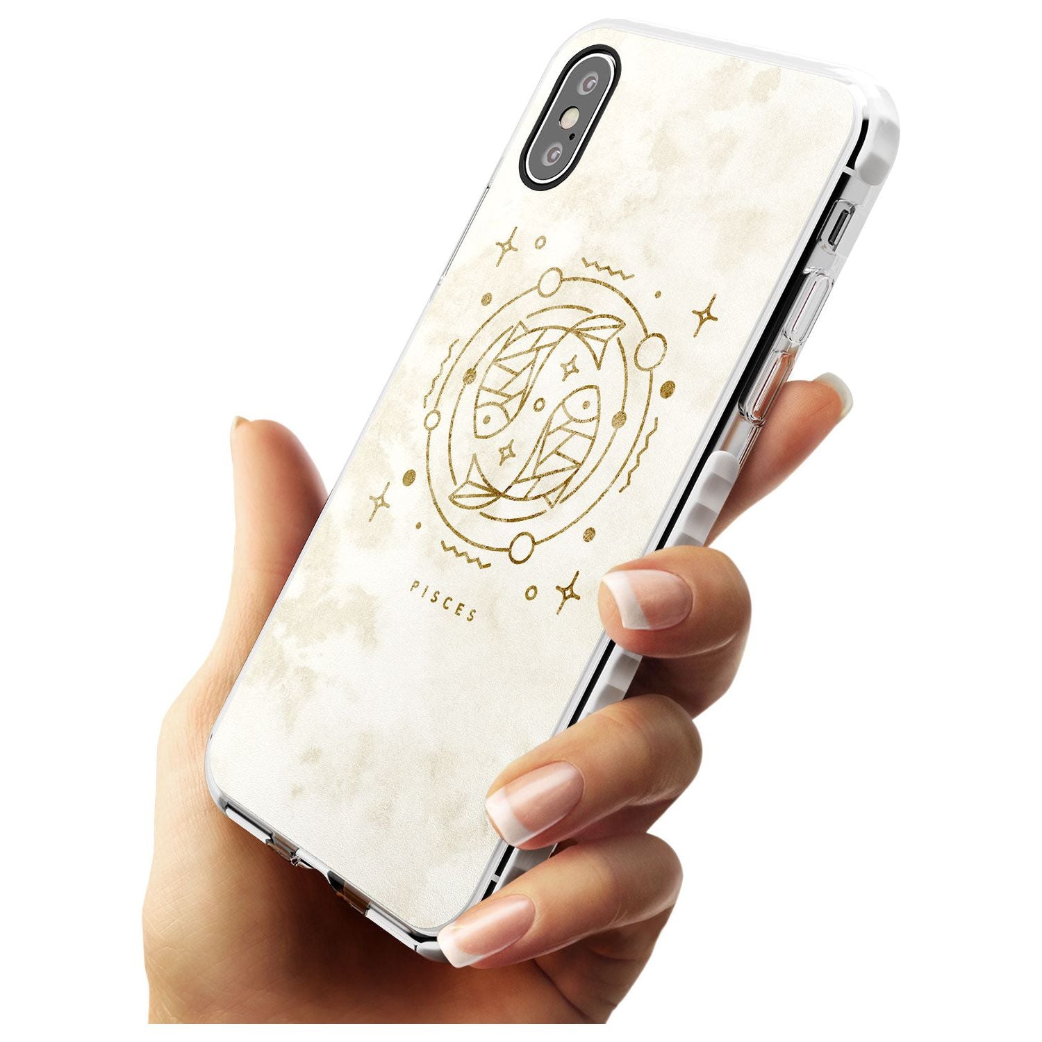 Pisces Emblem - Solid Gold Marbled Design Impact Phone Case for iPhone X XS Max XR