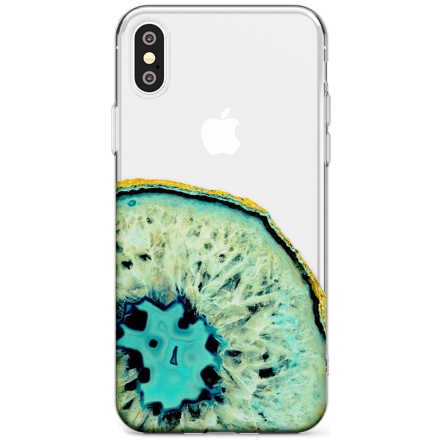 Turquoise & Green Gemstone Crystal Clear Design Slim TPU Phone Case Warehouse X XS Max XR