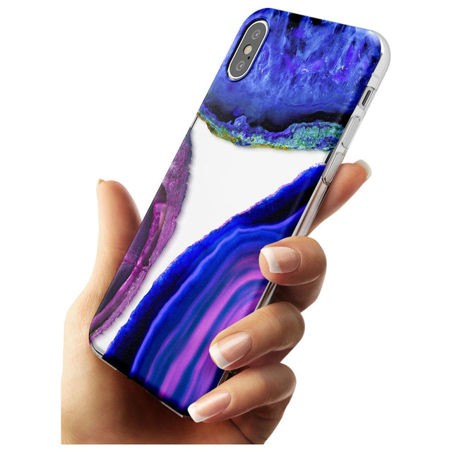 Purple & Blue Agate Gemstone Clear Design Slim TPU Phone Case Warehouse X XS Max XR