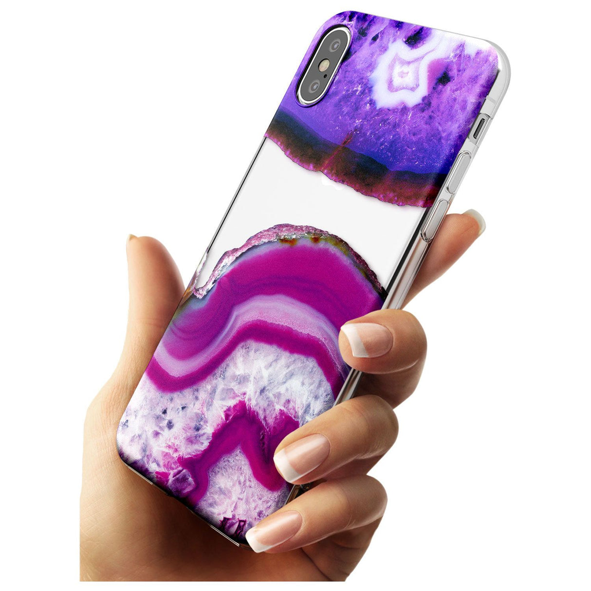 Purple & White Gemstone Crystal Clear Design Slim TPU Phone Case Warehouse X XS Max XR