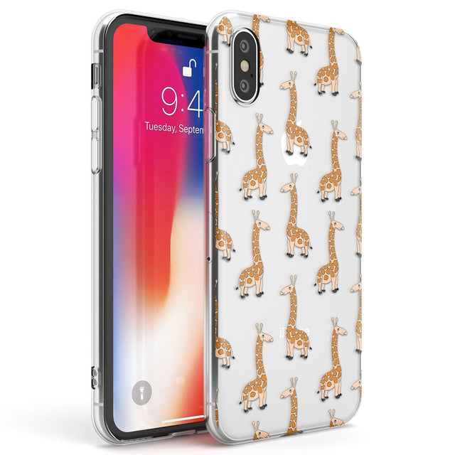 Cute Giraffe Pattern Clear Phone Case iPhone X / iPhone XS / Clear Case,iPhone XR / Clear Case,iPhone XS MAX / Clear Case Blanc Space