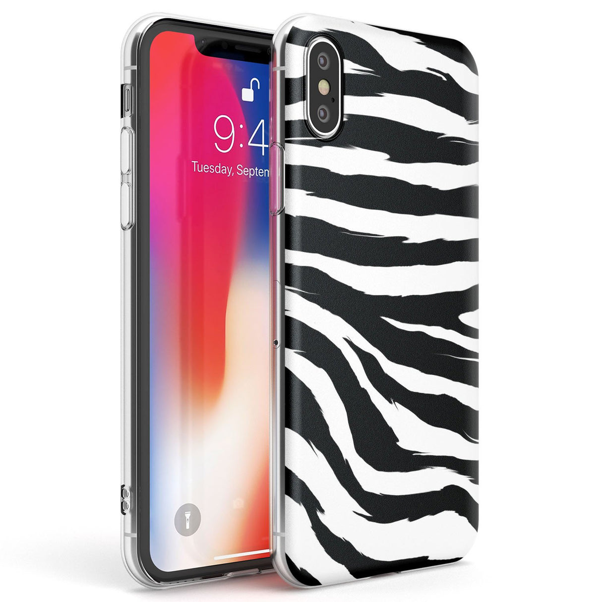 Black Zebra Print Phone Case iPhone X / iPhone XS / Clear Case,iPhone XR / Clear Case,iPhone XS MAX / Clear Case Blanc Space