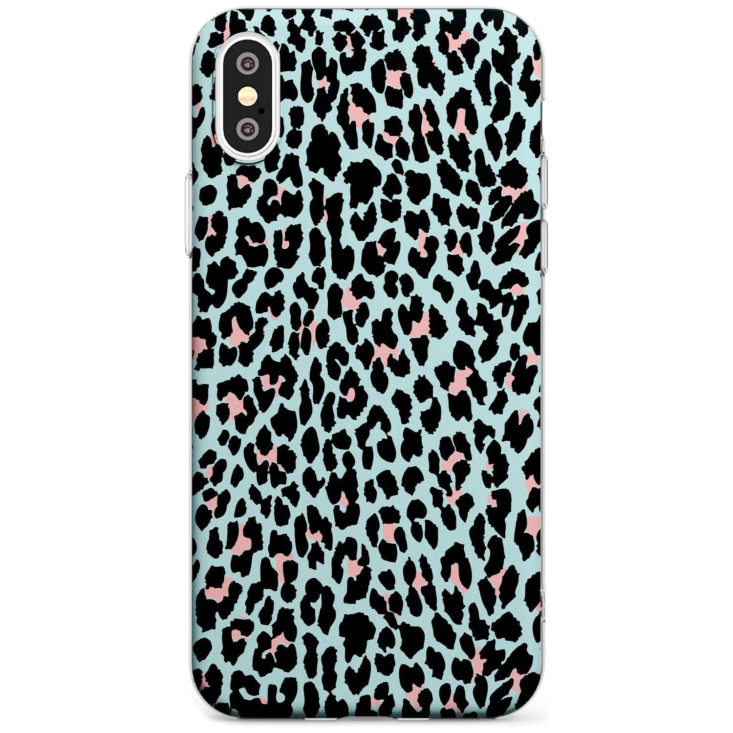 Light Pink on Blue Leopard Print Pattern Slim TPU Phone Case Warehouse X XS Max XR