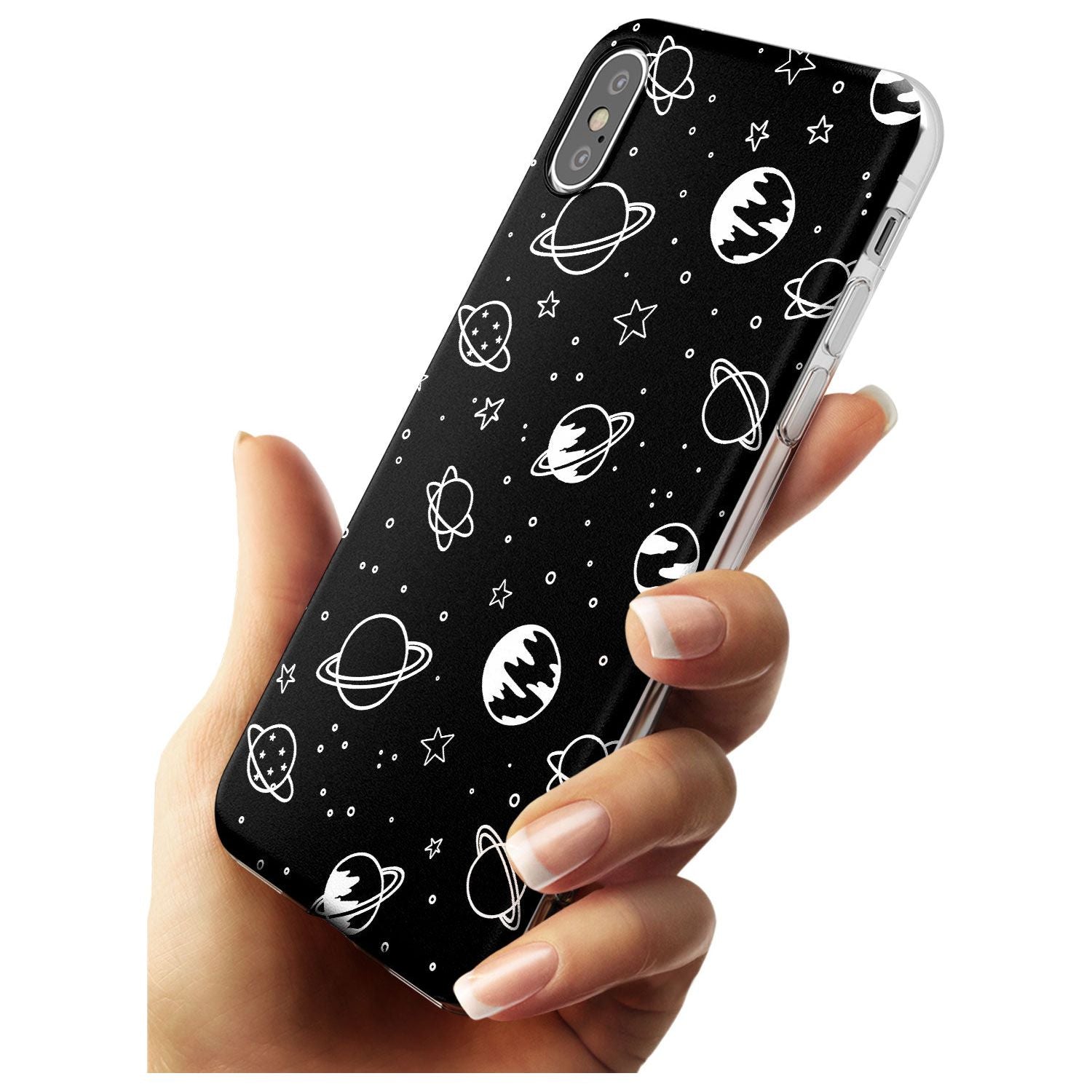 Outer Space Outlines: White on Black Black Impact Phone Case for iPhone X XS Max XR