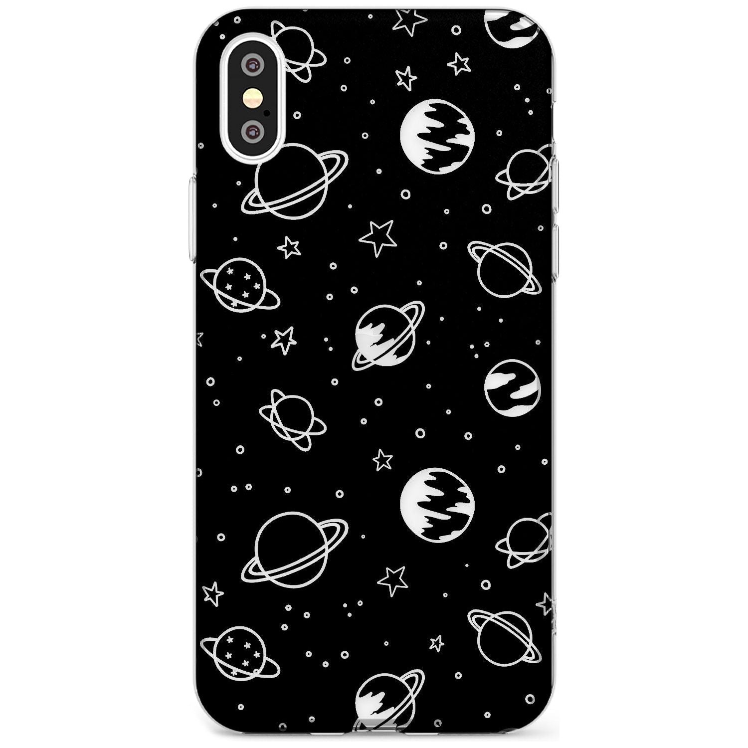 Outer Space Outlines: Clear on Black Black Impact Phone Case for iPhone X XS Max XR