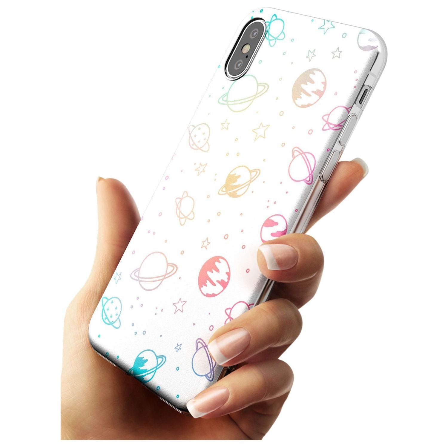 Outer Space Outlines: Pastels on White Black Impact Phone Case for iPhone X XS Max XR
