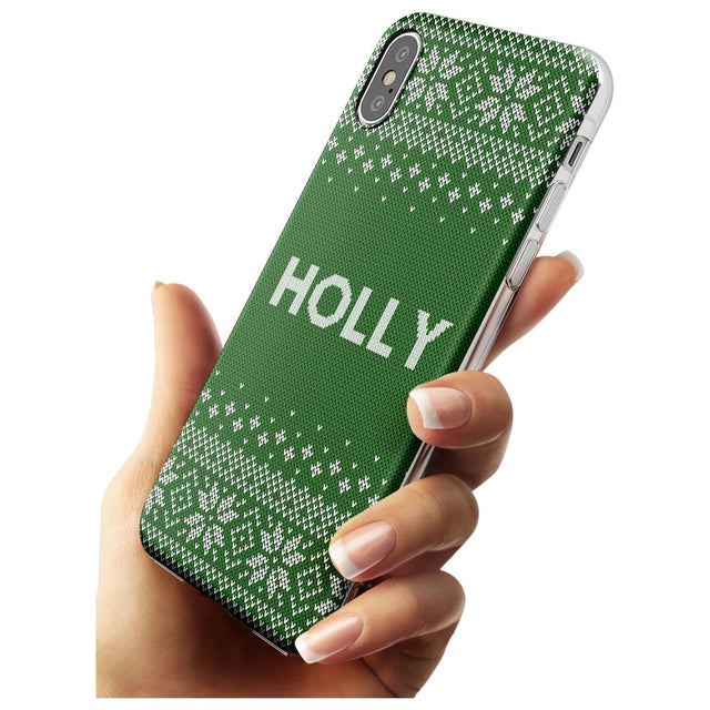 Personalised Green Christmas Knitted Jumper Slim TPU Phone Blanc Space X XS Max XR