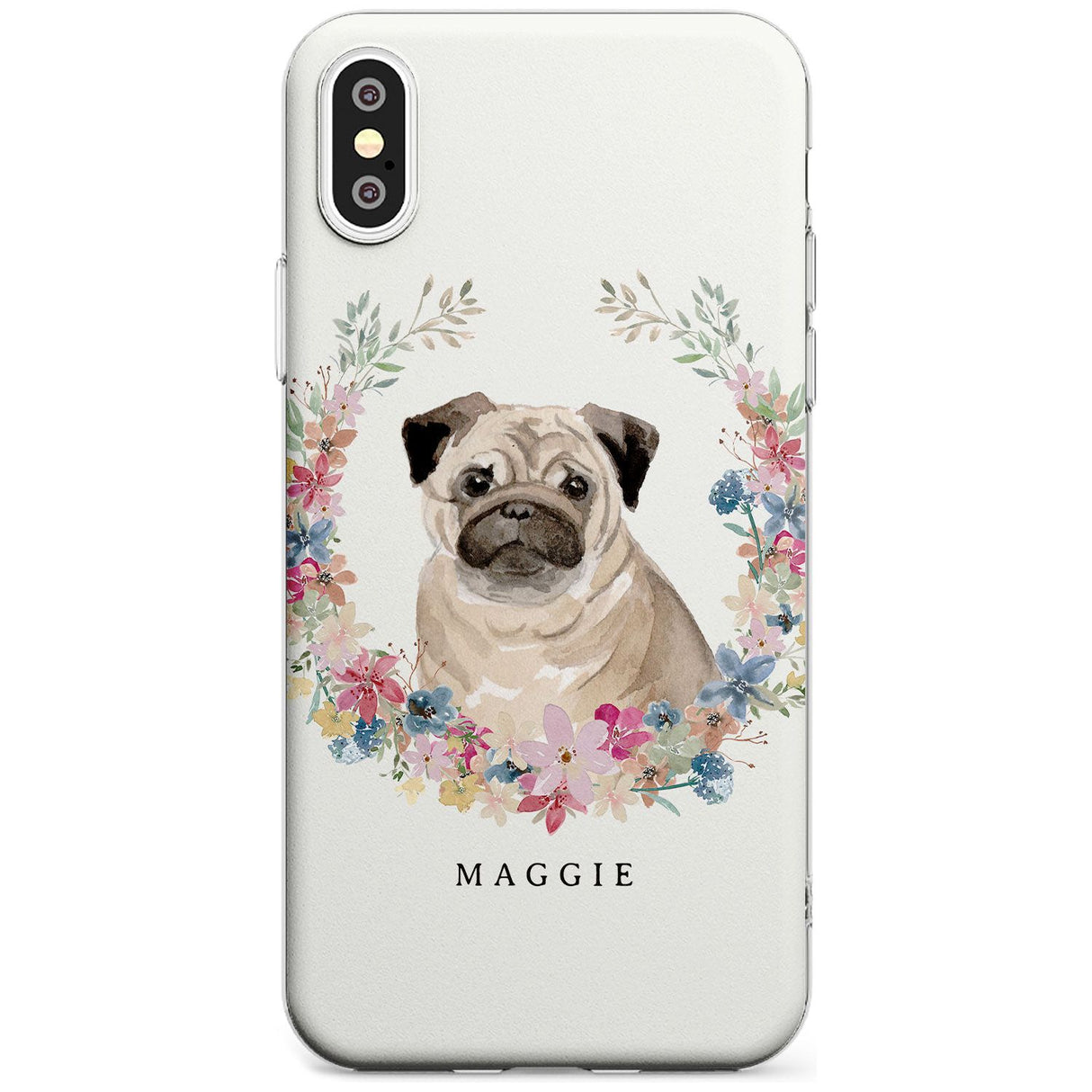 Pug - Watercolour Dog Portrait Slim TPU Phone Case Warehouse X XS Max XR