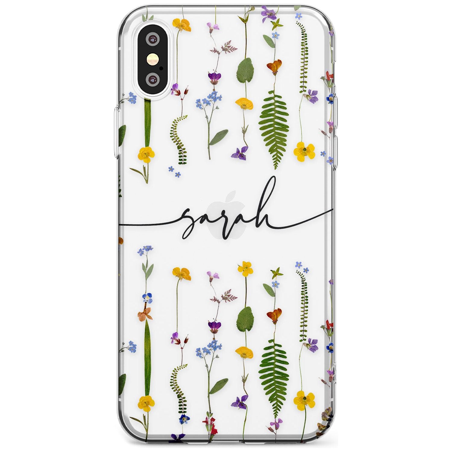 Custom Wildflower Lines Black Impact Phone Case for iPhone X XS Max XR