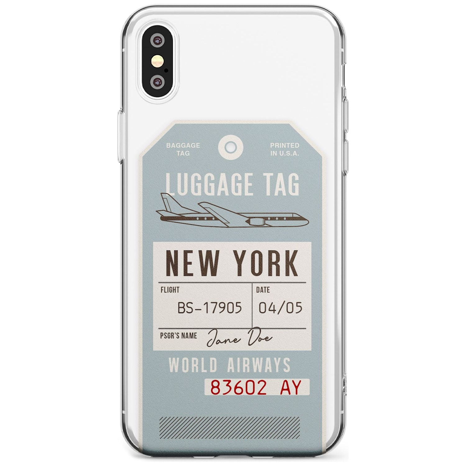 Custom Vintage USA Luggage Tag Black Impact Phone Case for iPhone X XS Max XR