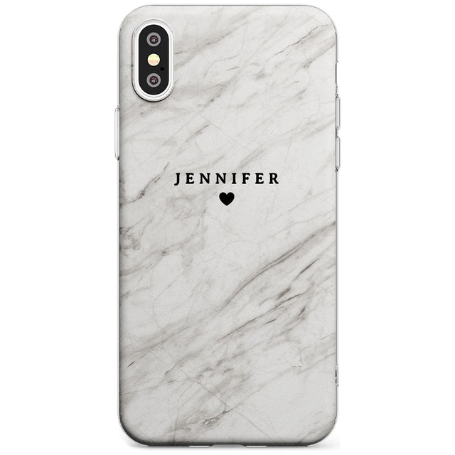 Personalised Light Grey & White Marble Black Impact Phone Case for iPhone X XS Max XR
