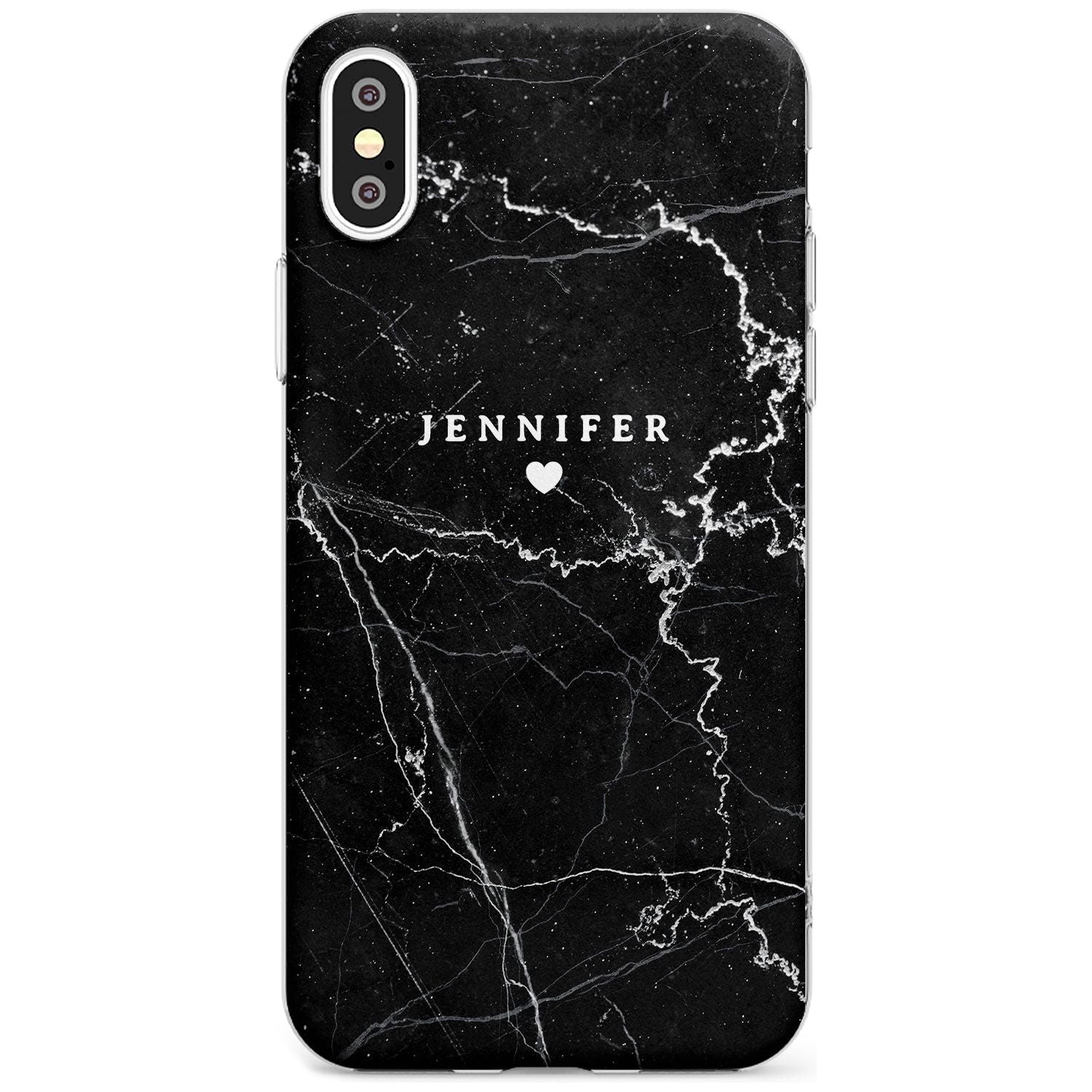 Personalised Black Marble Black Impact Phone Case for iPhone X XS Max XR
