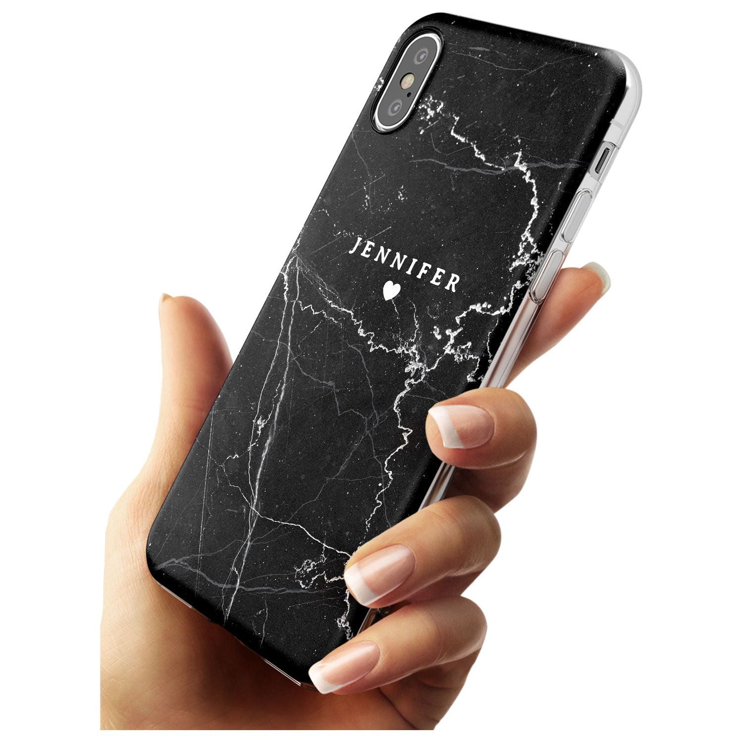 Personalised Black Marble Black Impact Phone Case for iPhone X XS Max XR