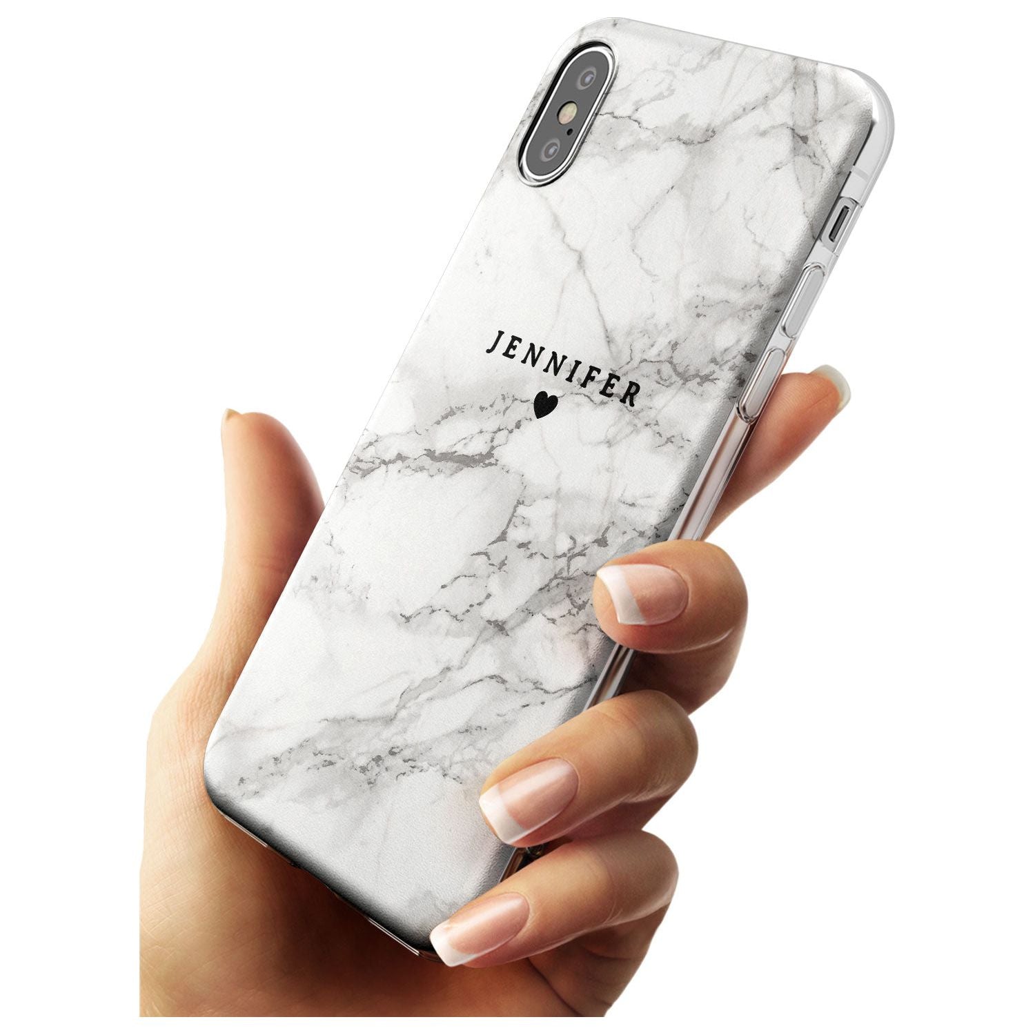 Personalised Light Grey Classic Marble Black Impact Phone Case for iPhone X XS Max XR