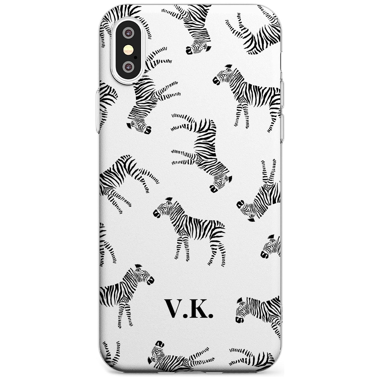 Personalised Zebra Pattern Black Impact Phone Case for iPhone X XS Max XR