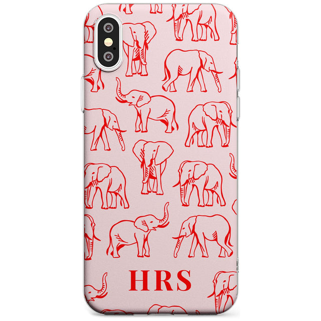 Personalised Red Elephant Outlines on Pink Slim TPU Phone Case Warehouse X XS Max XR