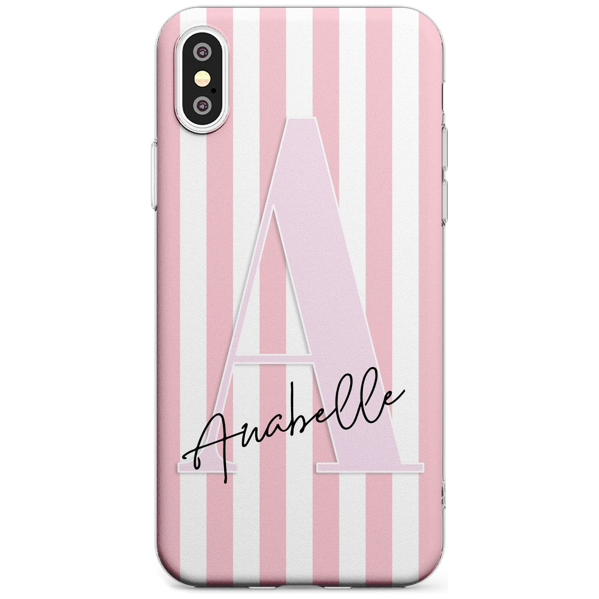 Pink Stripes & Large Monogram iPhone Case  Slim Case Custom Phone Case - Case Warehouse