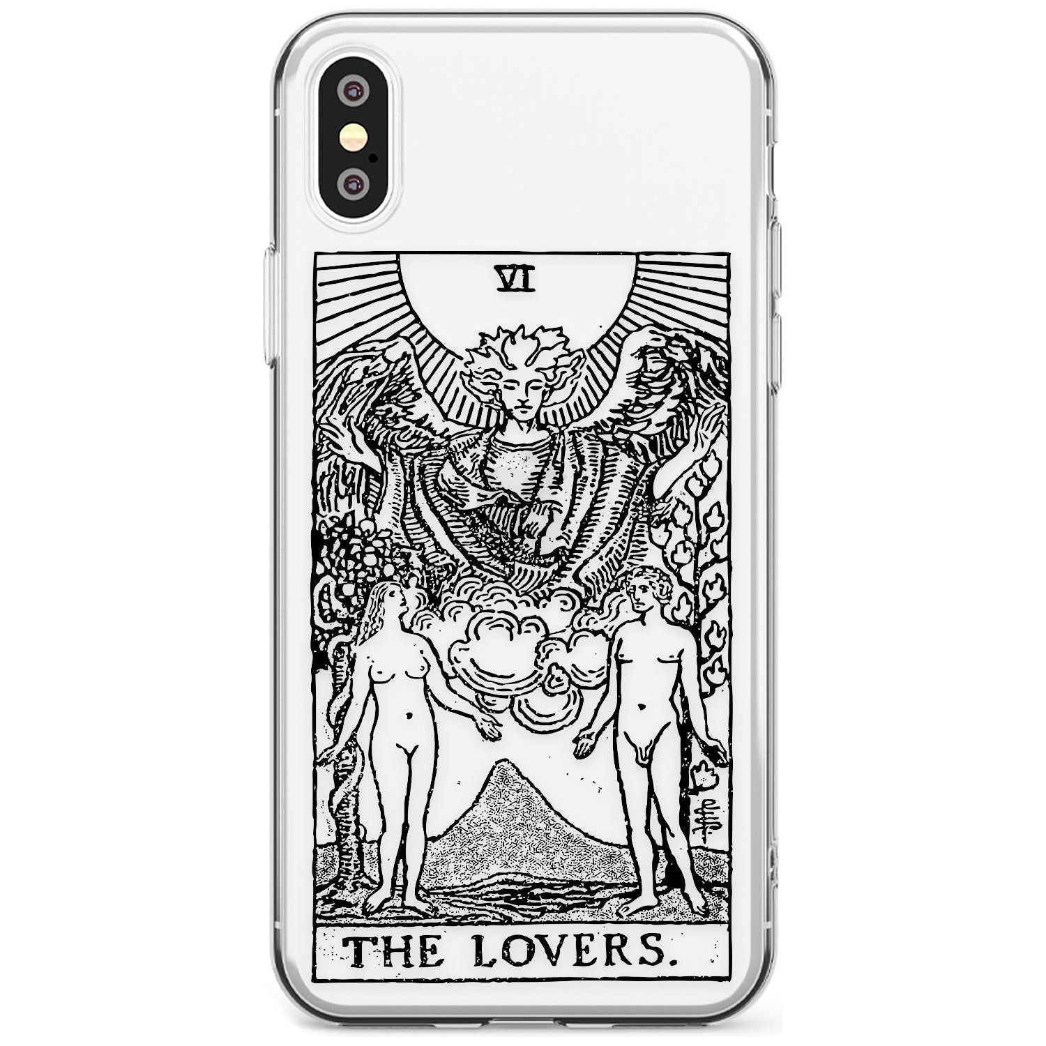 The Lovers Tarot Card - Transparent Black Impact Phone Case for iPhone X XS Max XR