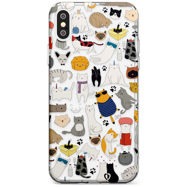 Cartoon Cat Collage - Colour Black Impact Phone Case for iPhone X XS Max XR