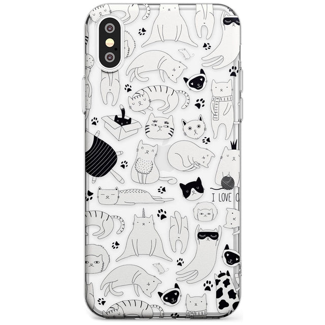Cartoon Cat Collage - Black & White Black Impact Phone Case for iPhone X XS Max XR