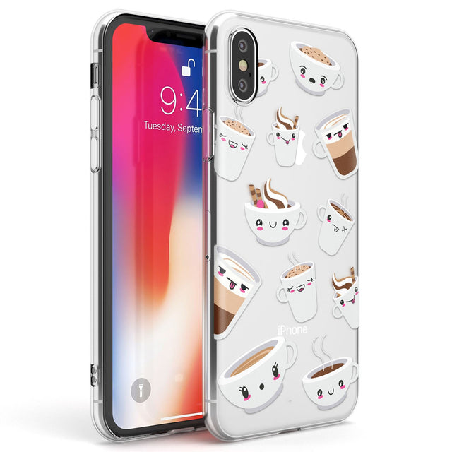 Coffee Faces Phone Case iPhone X / iPhone XS / Clear Case,iPhone XR / Clear Case,iPhone XS MAX / Clear Case Blanc Space