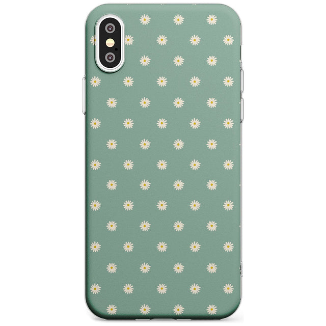 Daisy Pattern - Teal Cute Floral Daisy Design Black Impact Phone Case for iPhone X XS Max XR