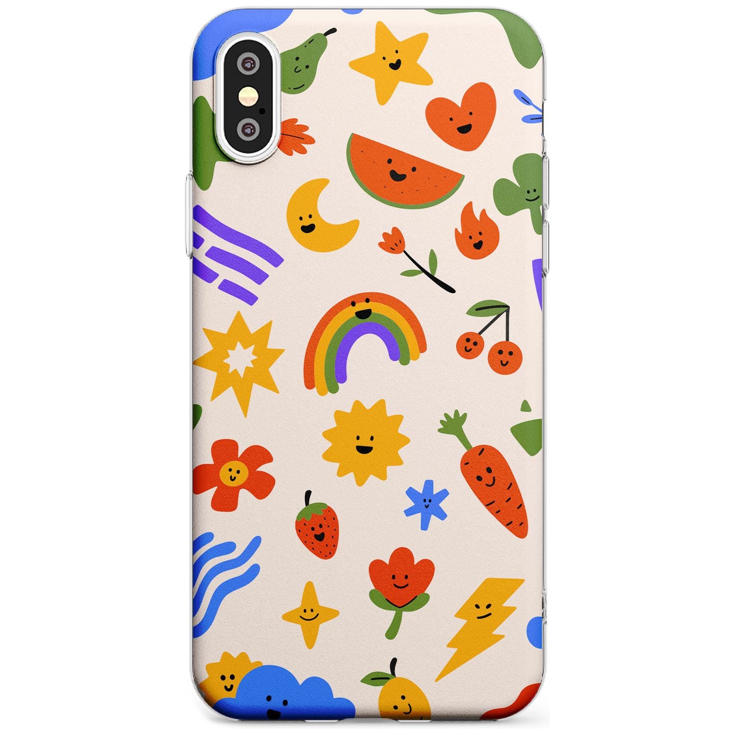 Mixed Large Kawaii Icons - Solid iPhone Case Slim TPU Phone Case Warehouse X XS Max XR