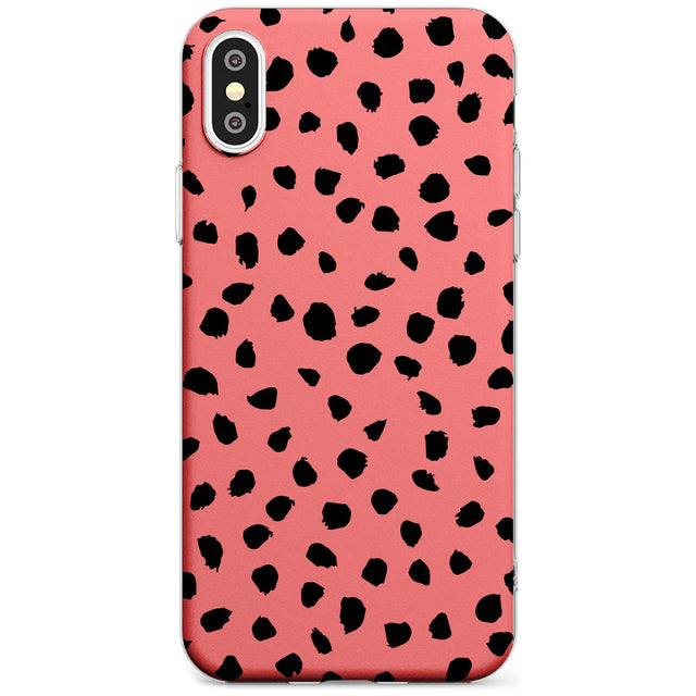 Black on Salmon Pink Dalmatian Polka Dot Spots Slim TPU Phone Case Warehouse X XS Max XR