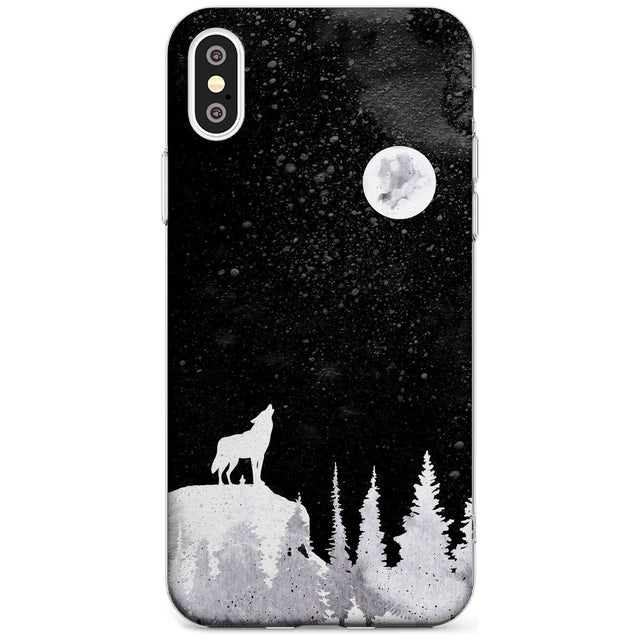 Moon Phases: Wolf & Full Moon Phone Case iPhone X / iPhone XS / Clear Case,iPhone XR / Clear Case,iPhone XS MAX / Clear Case Blanc Space
