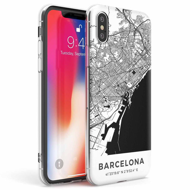 Map of Barcelona, Spain Phone Case iPhone X / iPhone XS / Clear Case,iPhone XR / Clear Case,iPhone XS MAX / Clear Case Blanc Space