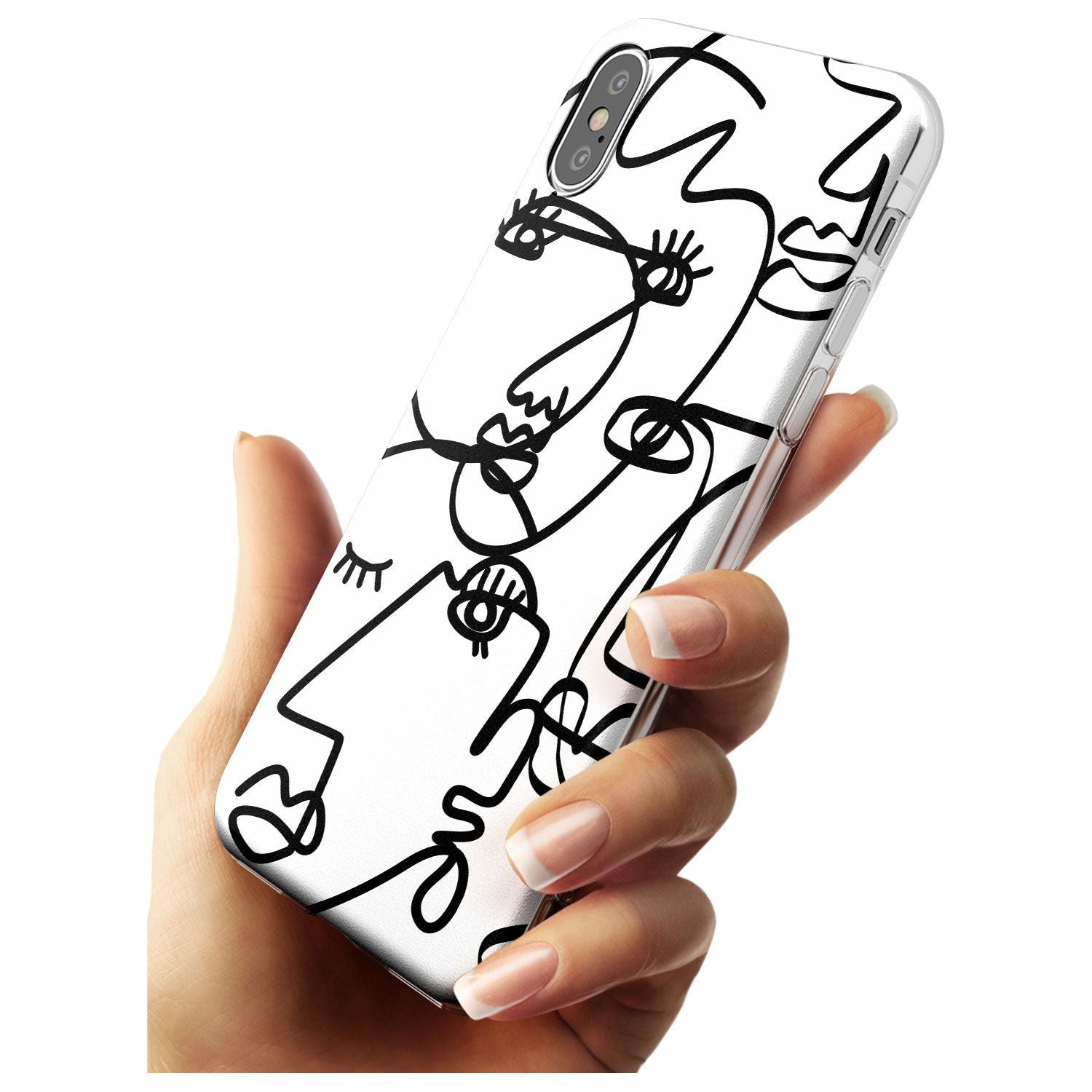 Continuous Line Faces: Black on White Black Impact Phone Case for iPhone X XS Max XR