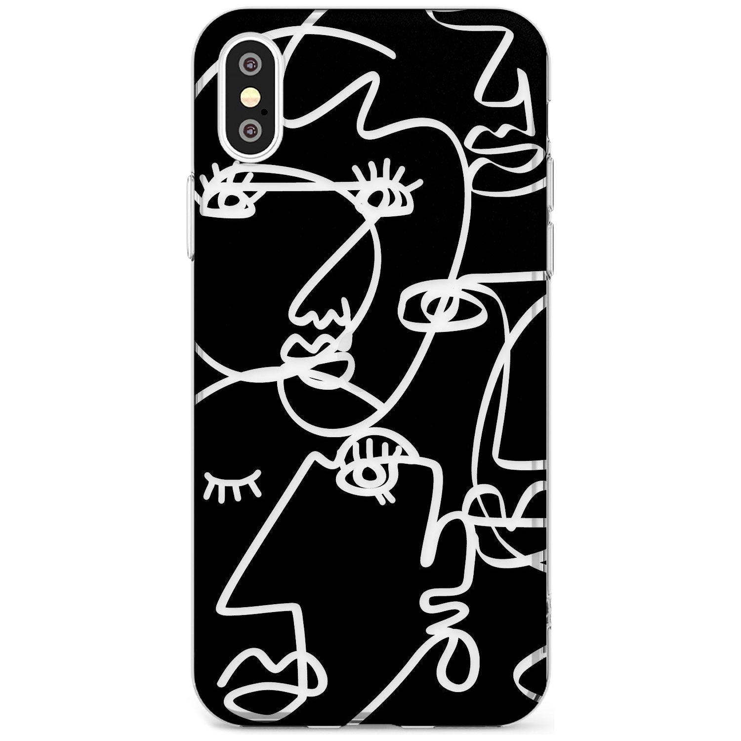 Continuous Line Faces: Clear on Black Black Impact Phone Case for iPhone X XS Max XR