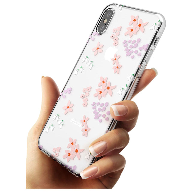 Pink & Purple Flower Mix: Clear Black Impact Phone Case for iPhone X XS Max XR