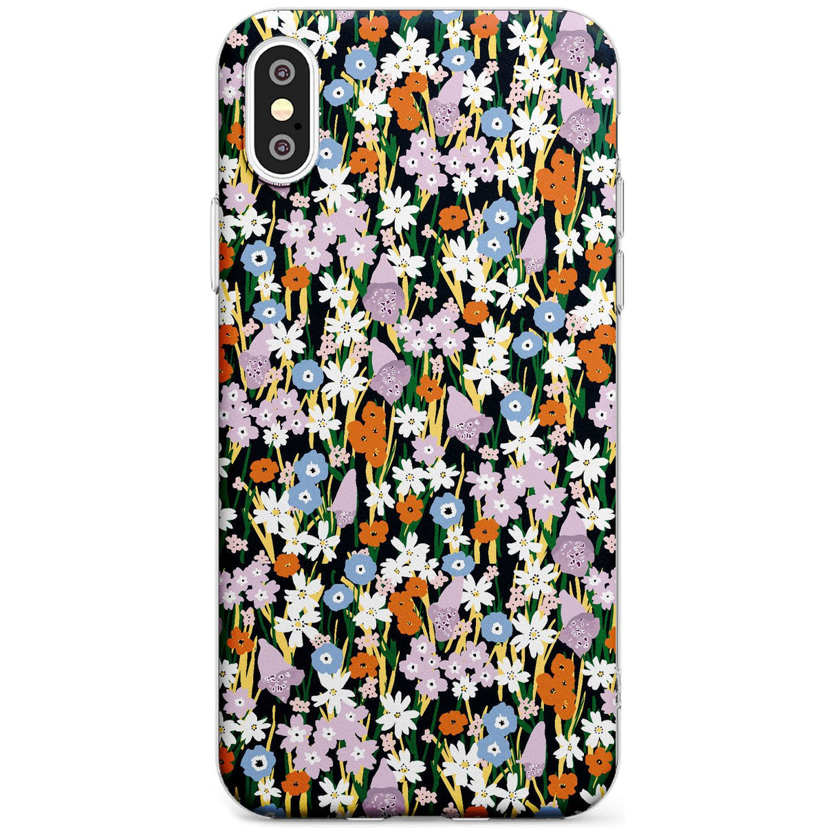 Energetic Floral Mix: Solid Black Impact Phone Case for iPhone X XS Max XR