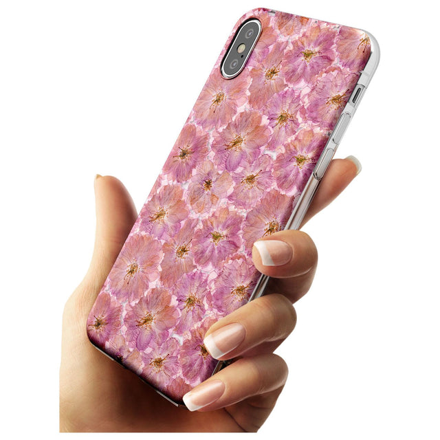 Large Pink Flowers Transparent Design Slim TPU Phone Case Warehouse X XS Max XR