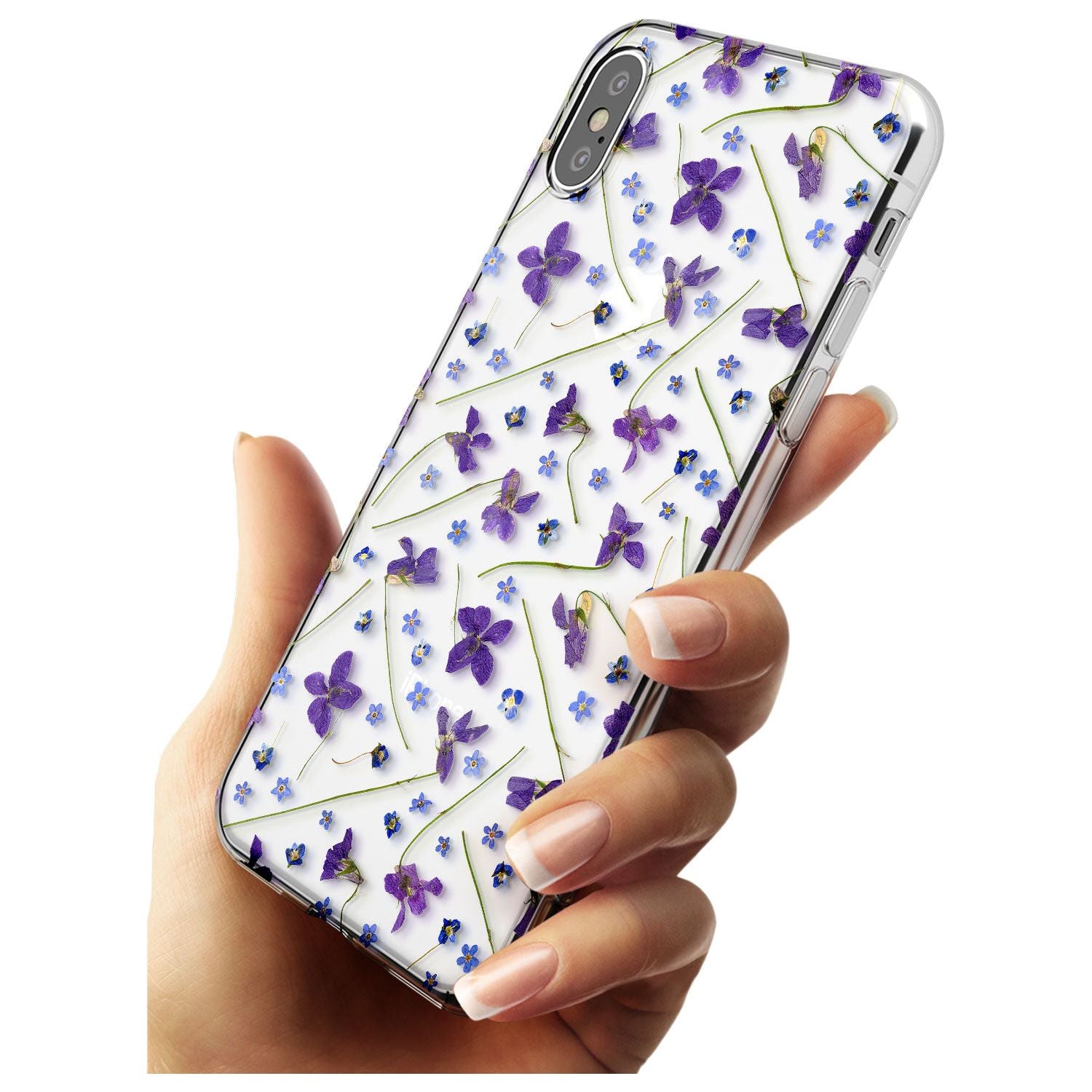 Violet & Blue Floral Pattern Design Slim TPU Phone Case Warehouse X XS Max XR