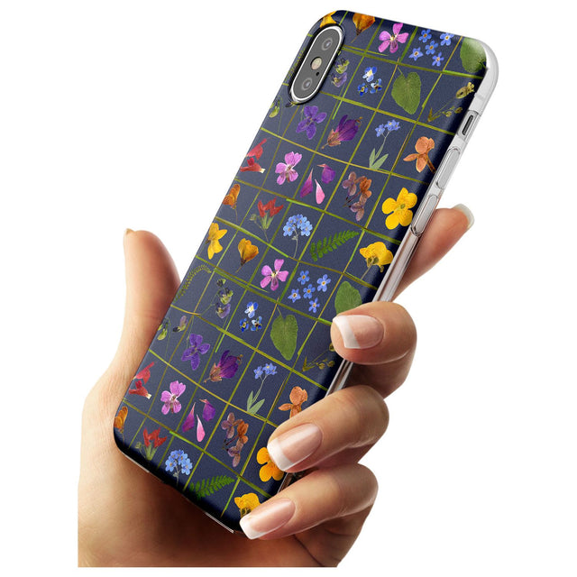 Wildflower Grid Boxes Pattern - Navy Slim TPU Phone Case Warehouse X XS Max XR