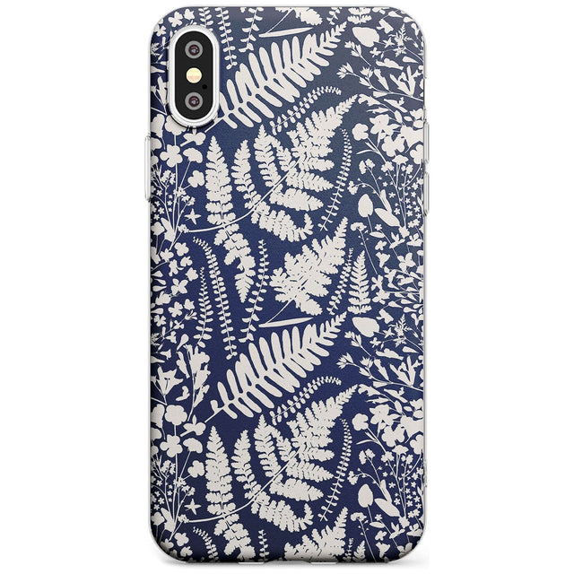 Wildflowers and Ferns on Navy Slim TPU Phone Case Warehouse X XS Max XR