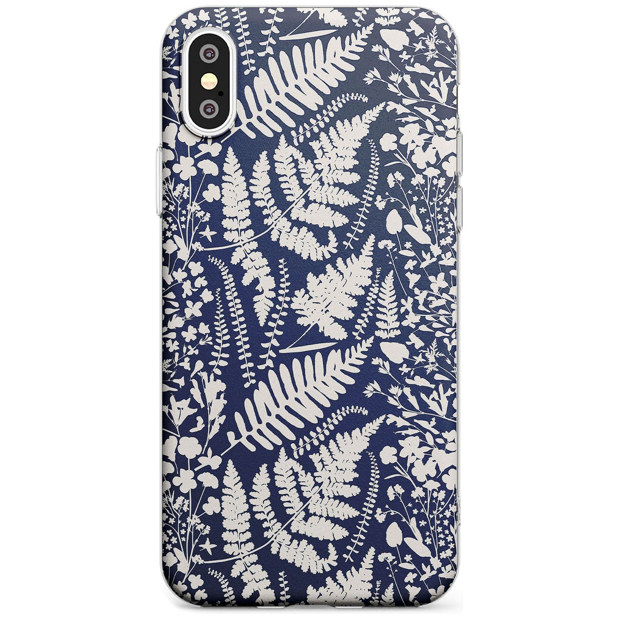 Wildflowers and Ferns on Navy Slim TPU Phone Case Warehouse X XS Max XR