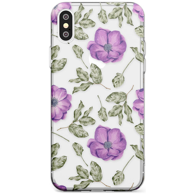 Purple Blossoms Transparent Floral Slim TPU Phone Case Warehouse X XS Max XR
