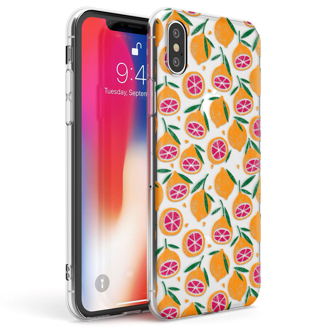 Blood Orange Fruit Pattern Transparent Phone Case iPhone X / iPhone XS / Clear Case,iPhone XR / Clear Case,iPhone XS MAX / Clear Case Blanc Space