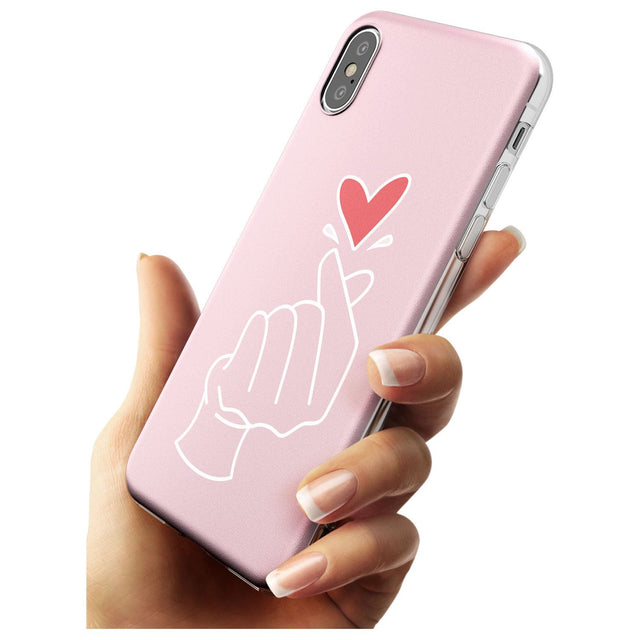 Finger Heart in Pink Black Impact Phone Case for iPhone X XS Max XR