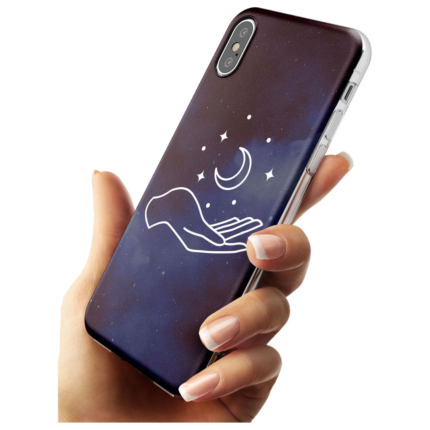 Floating Moon Above Hand Black Impact Phone Case for iPhone X XS Max XR