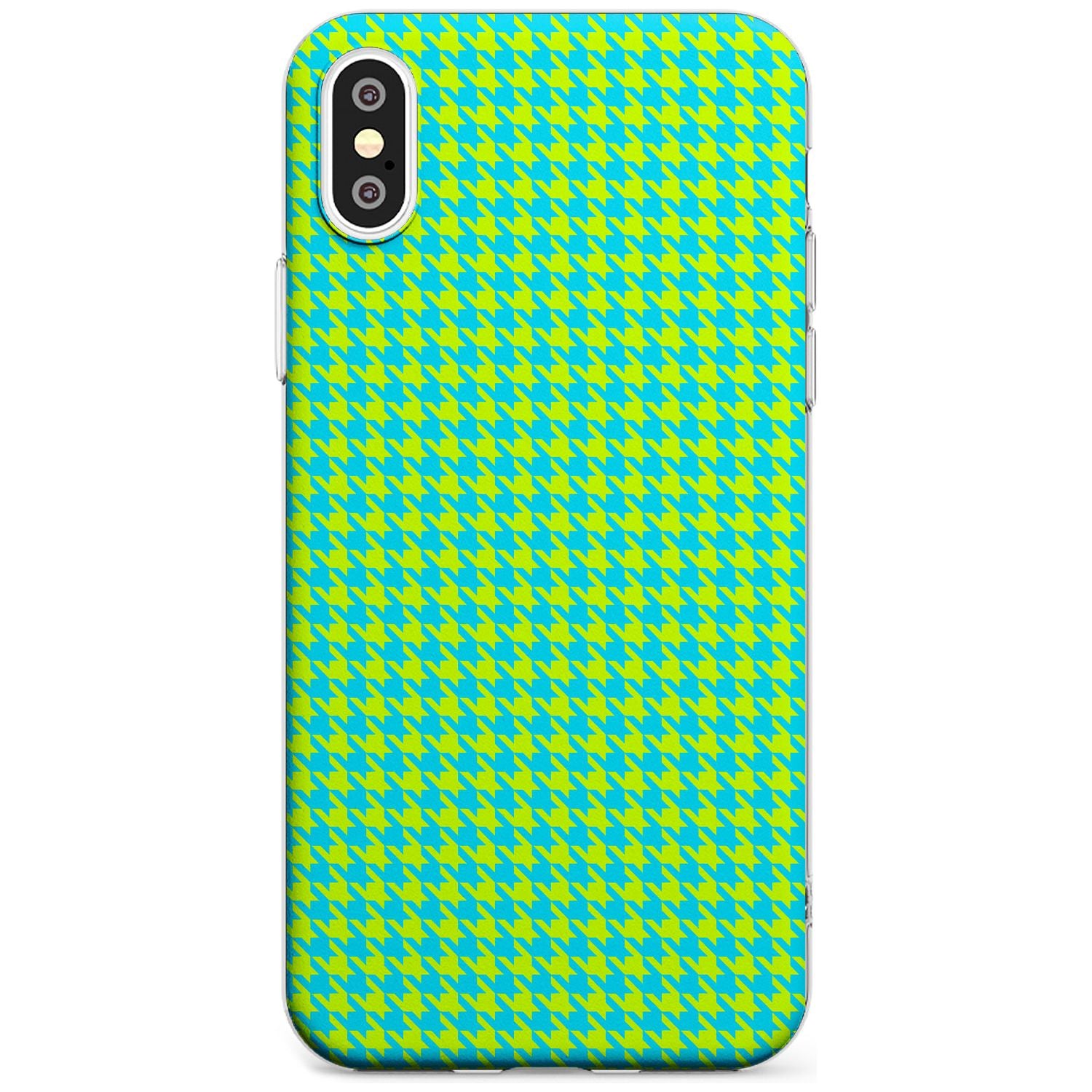 Neon Lime & Turquoise Houndstooth Pattern Slim TPU Phone Case Warehouse X XS Max XR
