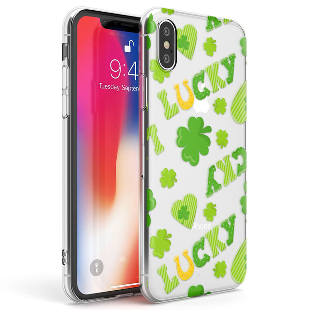 Lucky Irish Clover Phone Case iPhone X / iPhone XS / Clear Case,iPhone XR / Clear Case,iPhone XS MAX / Clear Case Blanc Space